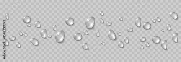 Obraz Vector water drops. Drops png, condensation on the window, on the surface. Realistic drops on an isolated transparent background.