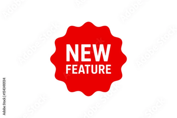 Fototapeta Red badge with the words new feature in white text