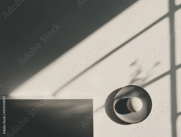 Fototapeta Minimalistic background with strong shadows and clean geometric shapes in bright light