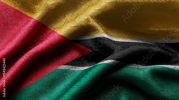 Fototapeta Silk flag of Mozambique celebrating Independence Day with vibrant colors and rich textures
