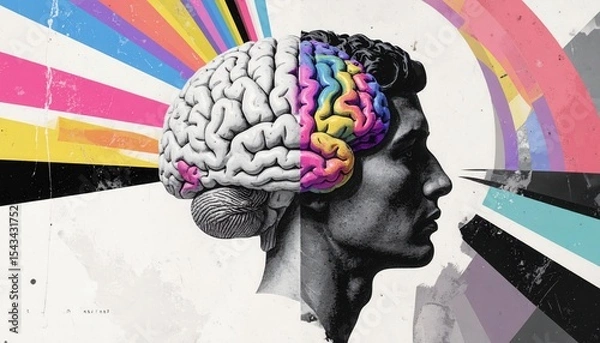 Fototapeta Mind & Art: Split Brain Concept with Color and Texture