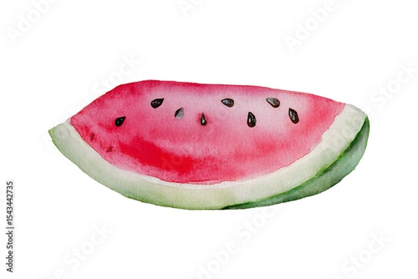 Fototapeta Illustration of a slice of colored watermelon in watercolor style, in png. Ideal for prints, labels or graphic projects.