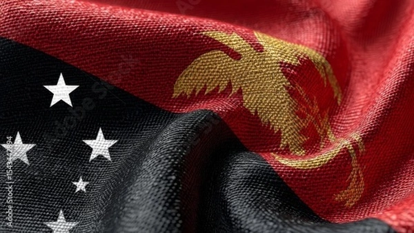 Fototapeta Celebrating independence day with the vibrant flag of Papua New Guinea shown in detailed realism