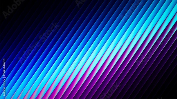 Obraz Futuristic neon gradient pattern with diagonal glowing lines blending smooth and radiant colors. Minimalistic abstract dark background perfect for creative digital tech designs. Vector illustration