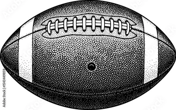 Obraz Black and white sketch of an american football ball with texture details. Vector illustration
