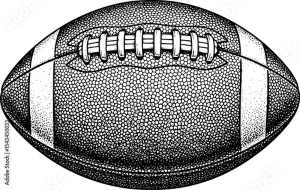 Obraz Black and white sketch of an american football ball with texture details. Vector illustration
