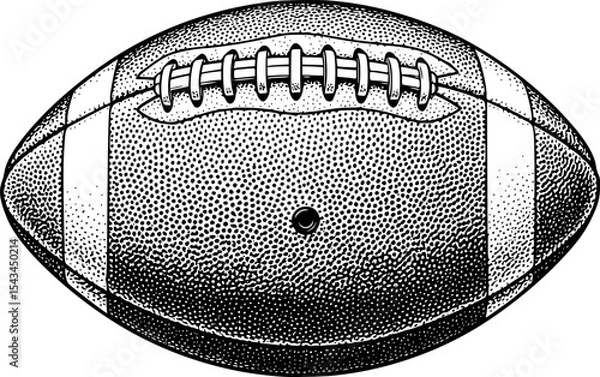 Obraz Black and white sketch of an american football ball with texture details. Vector illustration
