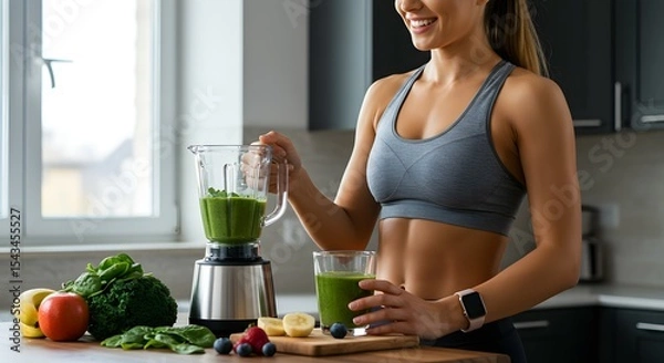 Fototapeta Healthy Green Smoothie Recipe Boost Your Fitness Journey with This Refreshing Blend