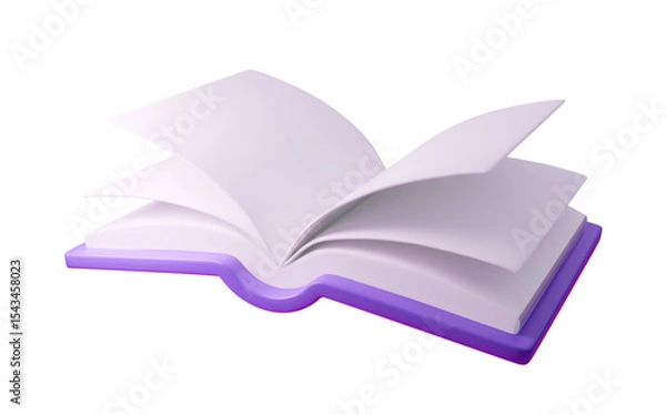 Obraz 3d Open book vector illustration with pages turning, ideal for educational and storytelling themes. Vibrant design perfect for creative projects. Suitable for digital and print media.
