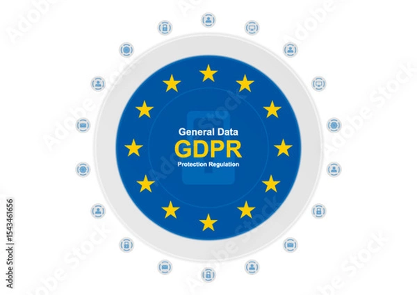 Obraz General Data Protection Regulation and circular blue grey background. GDPR abstract tech vector design