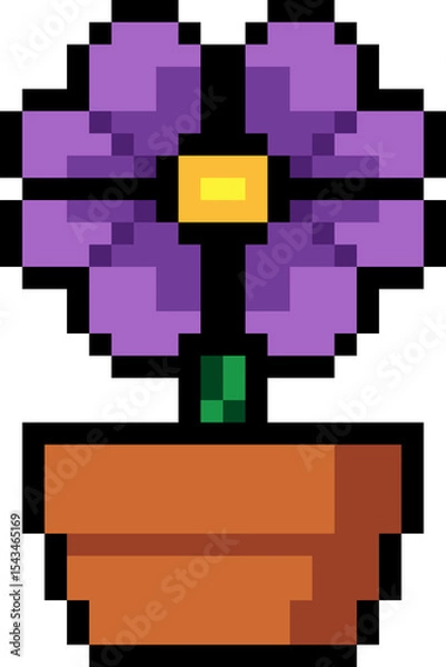 Obraz Pixel Purple flower in pot icon