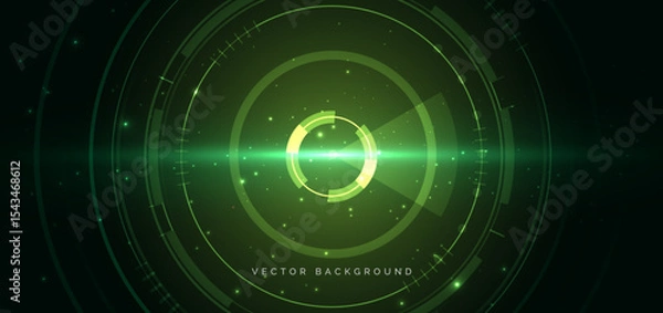 Obraz Futuristic technology hi tech green element on dark green background.