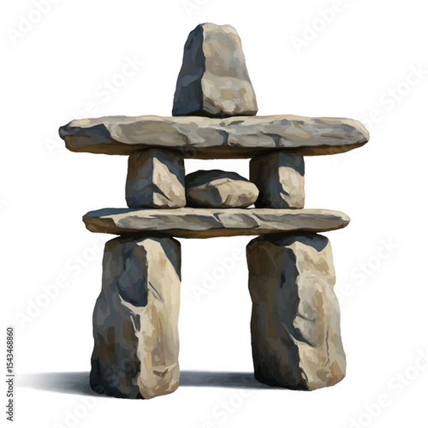 Fototapeta Painted Indigenous Inuksuk Structure, Detailed Artistic Representation