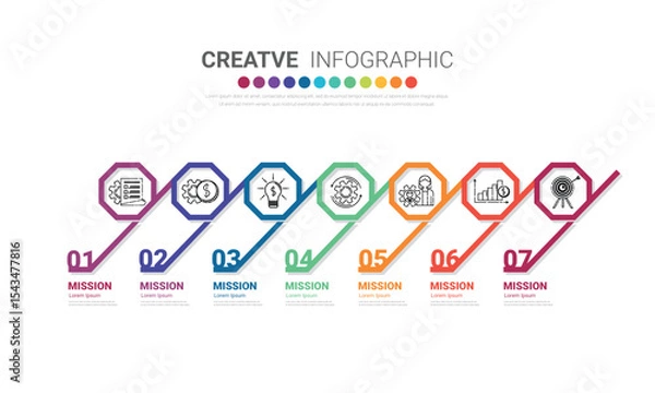 Fototapeta weekly planner, Timeline business for 7 day, Presentation business can be used for Business concept with 7 options, steps or processes.