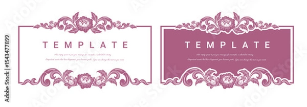 Fototapeta Elegant frame vector, Eastern style, Golden outline floral border, decorative adornment for invitations and greeting cards.