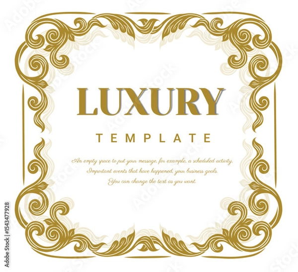 Fototapeta Gold borders text frames, Vintage Ornate Frame for invitations and greeting cards, Elegant vector.