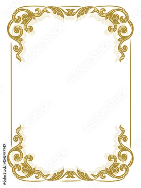 Fototapeta Gold borders text frames, Vintage Ornate Frame for invitations and greeting cards, Elegant vector.