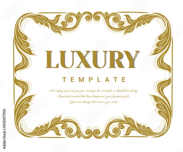 Fototapeta Gold borders text frames, Vintage Ornate Frame for invitations and greeting cards, Elegant vector.