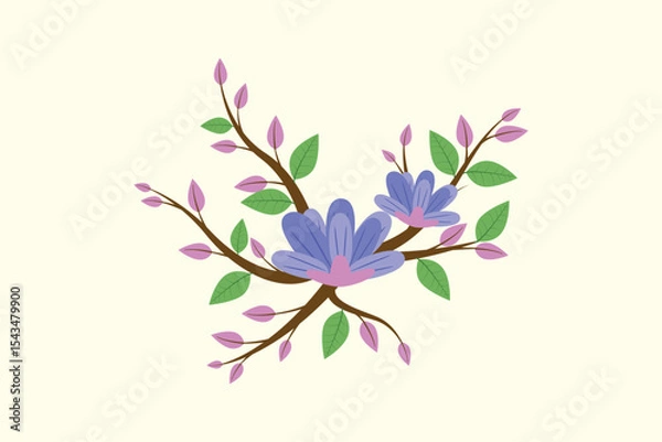 Obraz Floral with Branch Concept. Colored flat vector illustration isolated