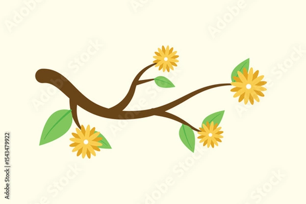 Obraz Floral with Branch Concept. Colored flat vector illustration isolated