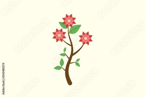 Obraz Floral with Branch Concept. Colored flat vector illustration isolated