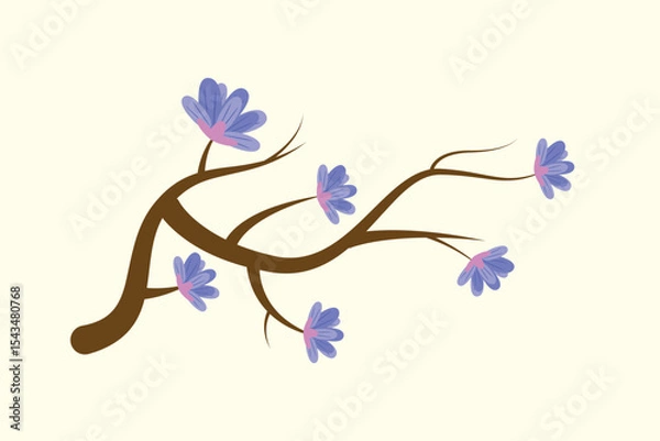 Obraz Floral with Branch Concept. Colored flat vector illustration isolated