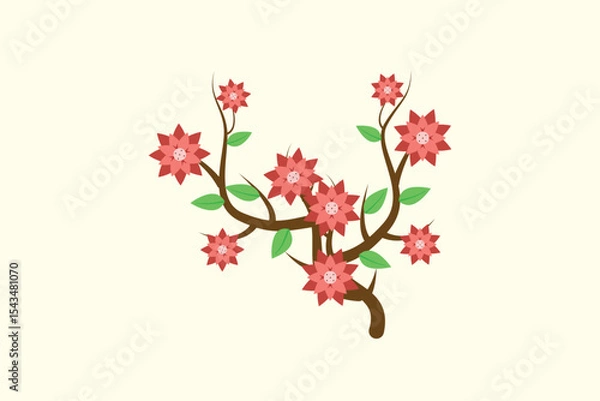 Obraz Floral with Branch Concept. Colored flat vector illustration isolated