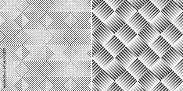 Fototapeta Seamless Black and White Geometric Line Pattern – Optical Abstract Background Set
