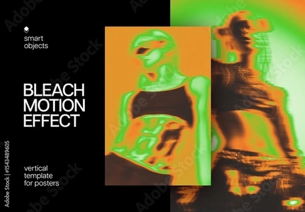 Fototapeta Bleached Motion Poster Photo Effect Mockup