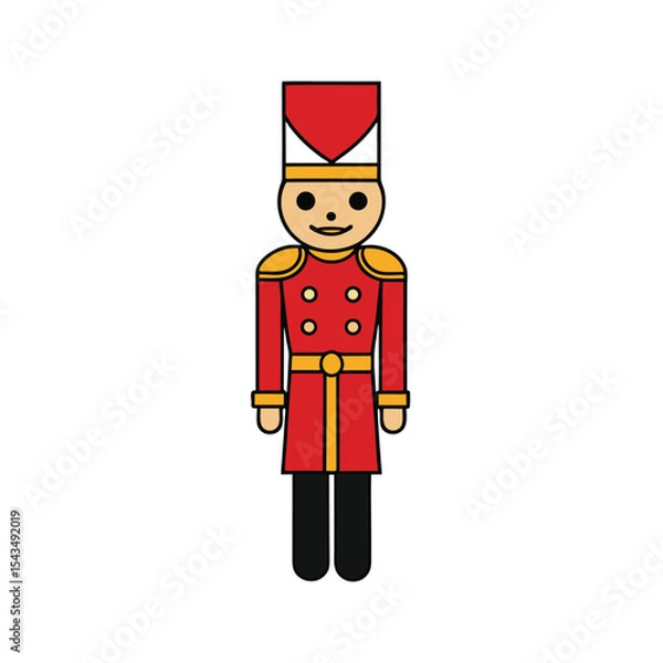 Fototapeta a nutcracker toy soldier with red uniform and gold