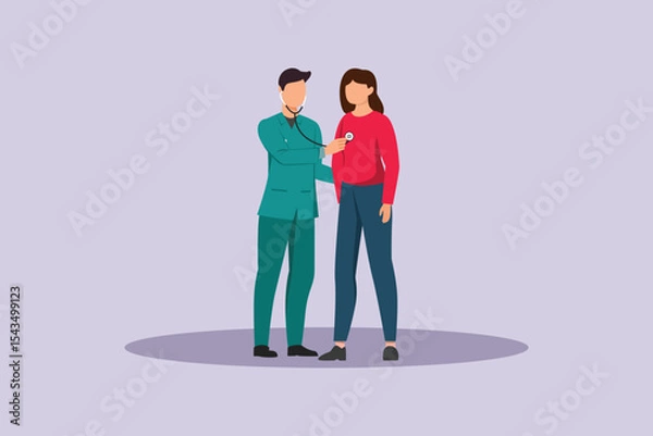 Obraz Doctor and Patient Concept. Colored flat vector illustration isolated