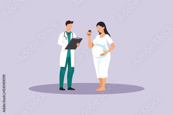 Obraz Doctor and Patient Concept. Colored flat vector illustration isolated