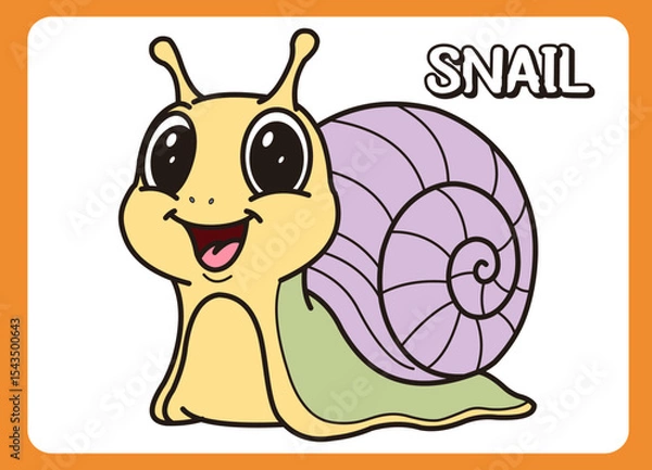 Fototapeta Cute little snail  cartoon illustration. vector 2 dimension