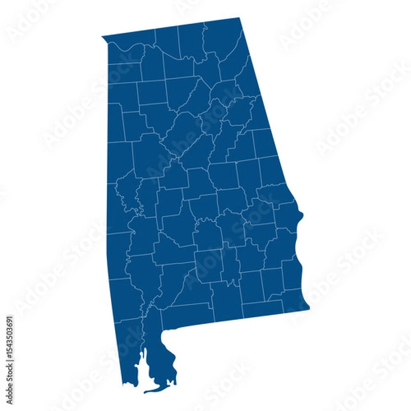 Fototapeta Alabama with city map. Alabama state map in blue color.