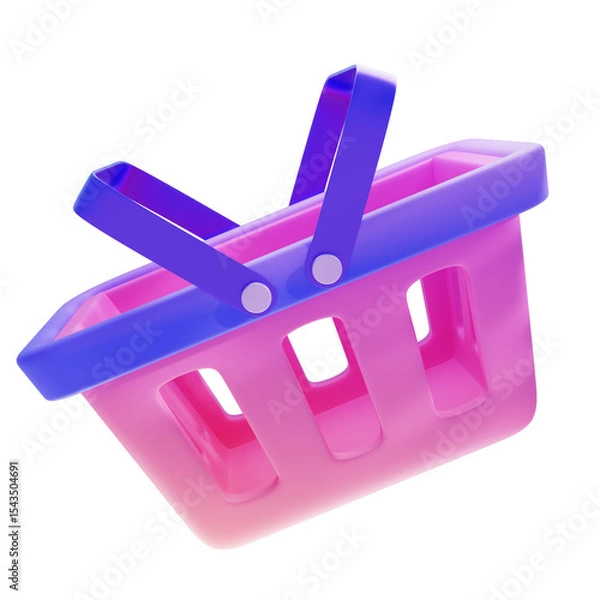 Fototapeta Online shopping 3d rendered icon. Shopping basket cart 3d illustration