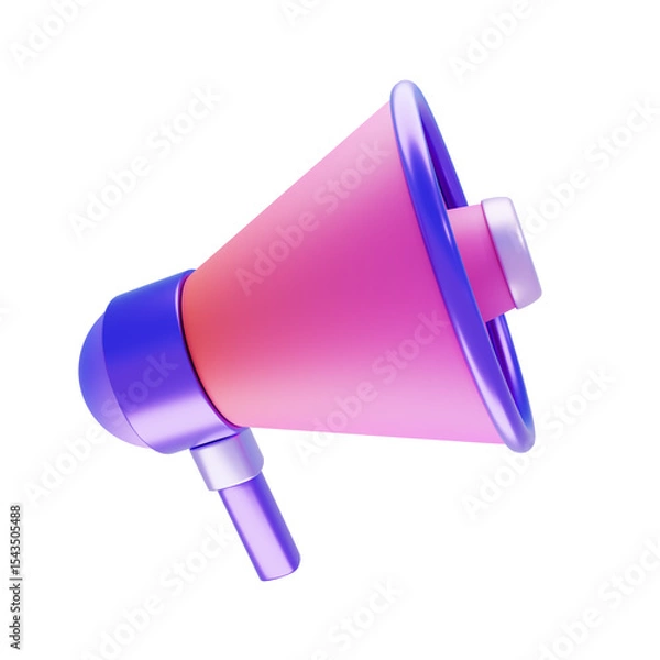 Fototapeta Megaphone on gradient color 3d rendered icon, isolated on transparent background