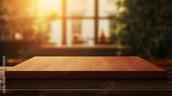 Fototapeta Empty Wooden Table in Cafe.