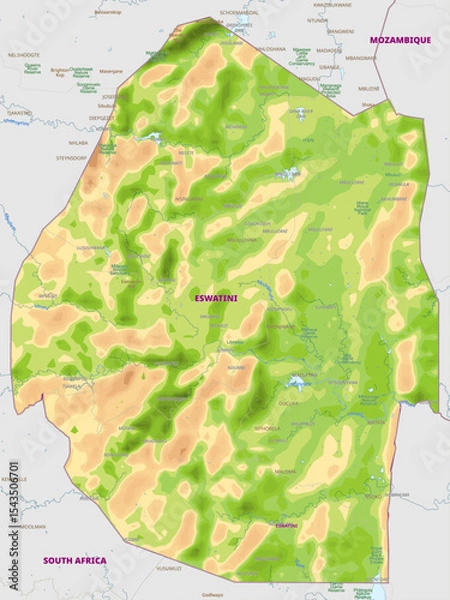 Obraz Detailed physical map of Swaziland