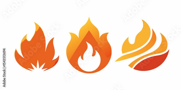 Fototapeta Three Abstract Fire Flame Designs Perfect for Branding Logos and Company Identity Design