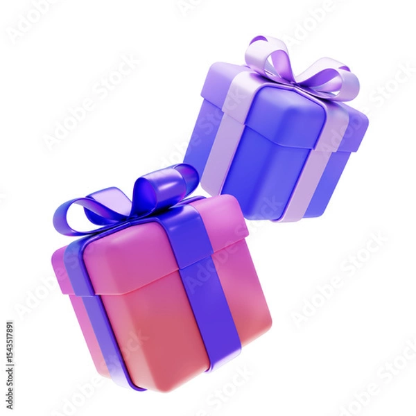Fototapeta Gift box gradient color 3d render illustration