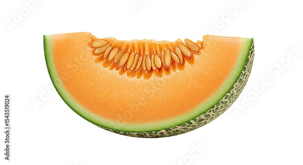 Obraz A delicious slice of cantaloupe melon with seeds on a black background