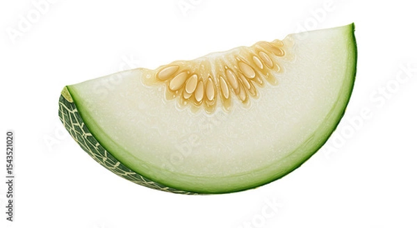 Obraz A delicious, fresh slice of honeydew melon with seeds against a black background