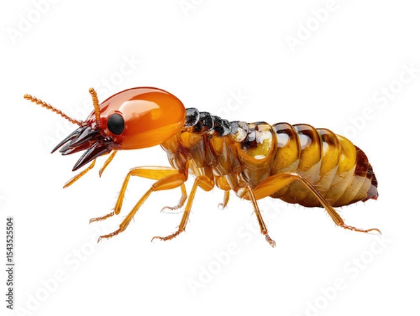 Fototapeta Termite: A detailed macro view showcasing a termite, highlighting its distinct features and intricate details.