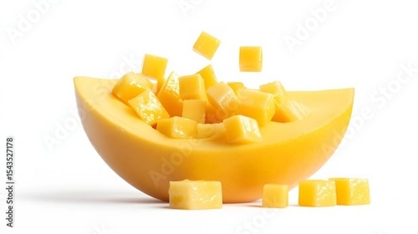 Obraz Mango Cubes Falling into Half.