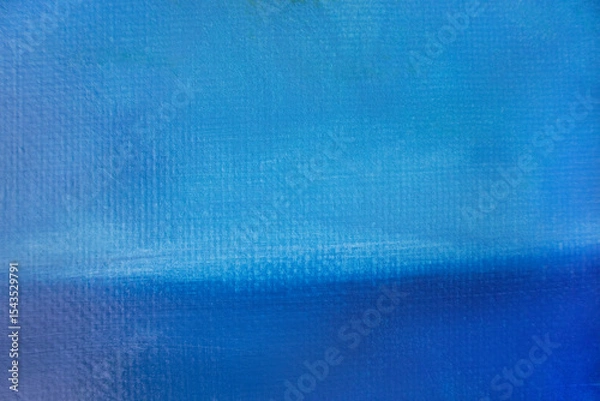 Fototapeta Abstract seascape with skyline and space for text. Original painting turquoise blue water surface background. Weathered oil paint brush strokes on canvas texture.
