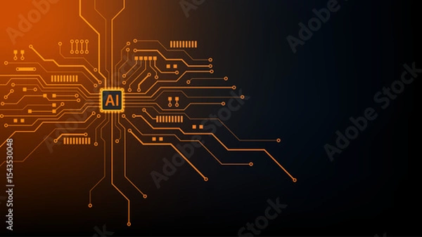 Fototapeta Ai with Circuit board abstract technology background digital