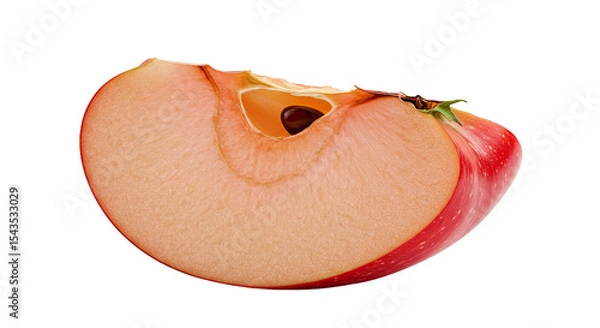 Obraz A close-up studio shot of a fresh, juicy slice of a red apple on black
