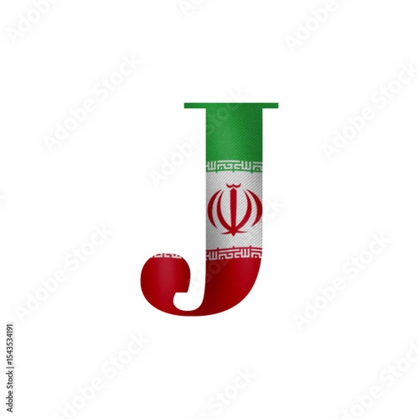 Fototapeta Iranian Flag J Letter A Patriotism Design Concept