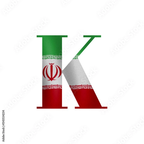Fototapeta Iranian Flag Letter K A Unique Design Featuring Persian Colors and Symbolism