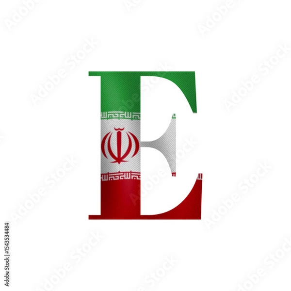 Fototapeta Iranian Flag Letter E A Patriotically Designed Alphabet Graphic
